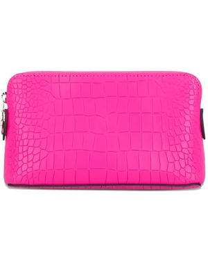 Longchamp Clutch Mit Kroko-Optik - Pink