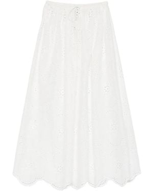 Matteau Broderie-Detail Midi Skirt - White