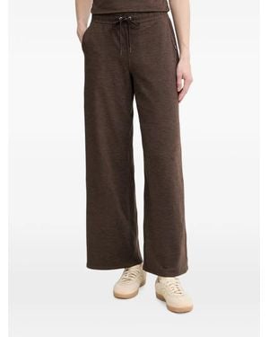 DKNY Mid-Rise Space-Dye Wide-Leg Track Pants - Brown