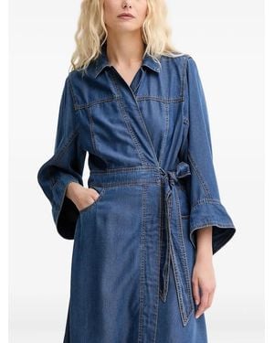 Munthe Prescott Denim Midi Wrap Dress - Blue