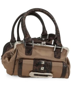 August Barron Python-Print Crocodile-Effect Tote Bag - Black