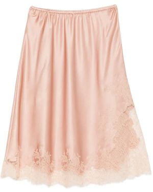 Carine Gilson Lace-Trim Slip Skirt - Pink