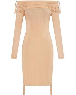 Dion Lee Off-Shoulder Gathered Minidress - Natural