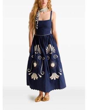 Carolina K Almara Embroidered Midi Dress - Blue