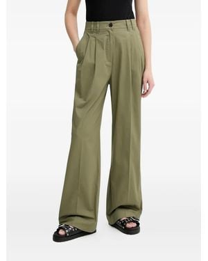 Marc O' Polo Pantaloni A Gamba Ampia Con Pieghe - Verde