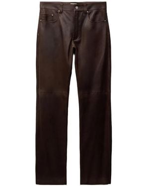 Versace Leather Trousers - Brown