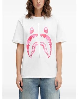 A Bathing Ape Camo Shark Graphic T-Shirt - White