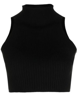 Aeron Cropped High-Neck Top - Black