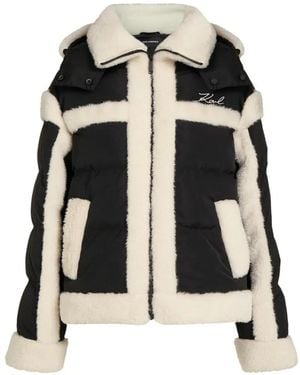 KARL LAGERFELD Faux-Shearling Puffer Jacket - Black