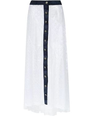 Amir Slama Long Lace Skirt - Blue