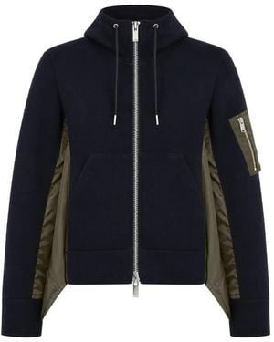 Sacai Sudadera Con Capucha Y Cremallera - Azul