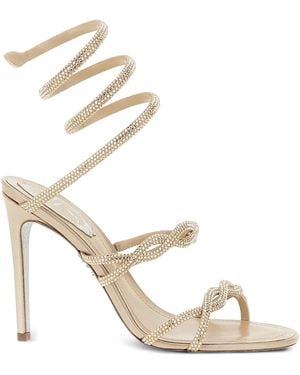 Rene Caovilla 105Mm Braid Cleo Rhinestone-Embellished Spiral-Wrap Sandals - Metallic