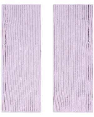 Bompard Ribbed Short Mittens - Purple