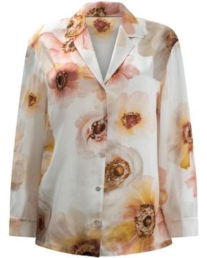 SLEEP NO MORE Zijden Blouse Met Bloemenprint - Naturel