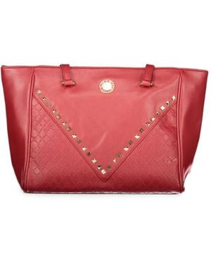 Laura Biagiotti Studded Logo-Monogram Shoulder Bag - Red