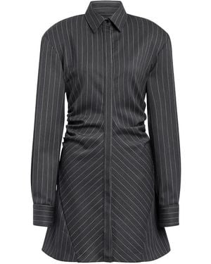 Dondup Robe Courte À Fines Rayures - Gris