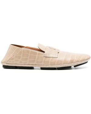 Dolce & Gabbana Crocodile-Effect Leather Loafers - Natural