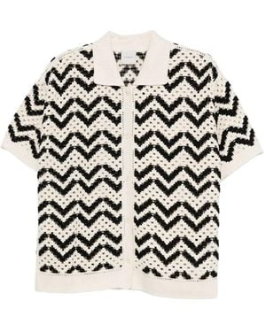 Varley Gehäkeltes Anais Chevron-Poloshirt - Schwarz