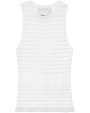 3.1 Phillip Lim Ribbed-Knit Ruffled Top - White