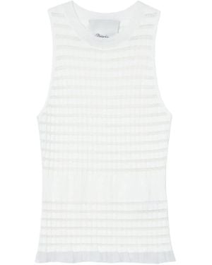 3.1 Phillip Lim Ribbed-Knit Ruffled Top - White