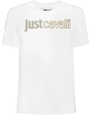 Just Cavalli Embellished-Logo T-Shirt - White