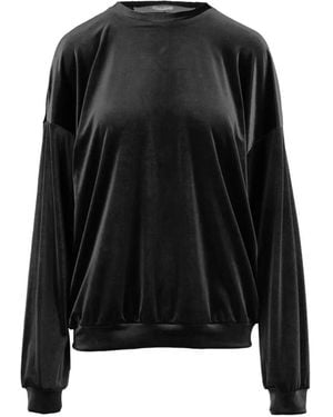 DON'T @ ME Velvet-Effect Dropped-Shoulder Jumper - Black