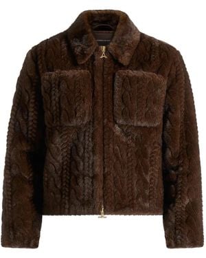 Manière De Voir David Plush Cable Embossed Jacket - Brown