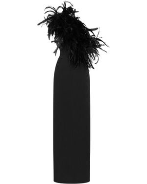 Dolce & Gabbana Feather-Embellished Cady Cocktail Dress - Black