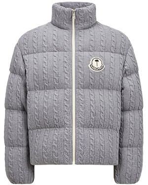 Palm Angels x Moncler Austru Cable-Knit Quilted Jacket - Grey