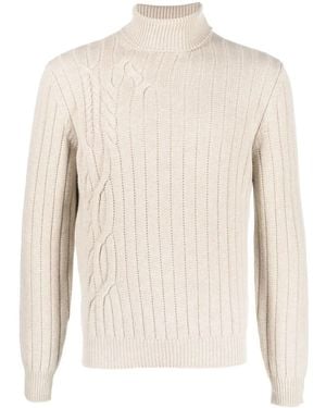 Corneliani Cable-Knit Roll-Neck Sweater - Natural