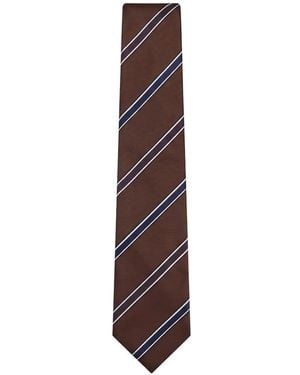 Kiton Diagonal-Stripe Silk Tie - Purple