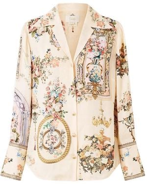 CAMILLA Floral Pyjama Shirt - Natural