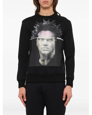Neil Barrett Marcus Graphic-Print Zip-Detail Jumper - Black
