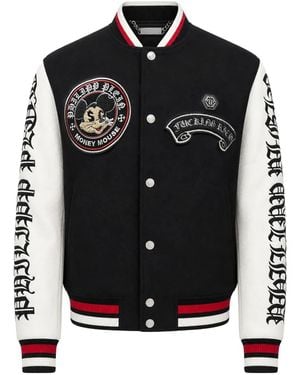 Philipp Plein Money Mouse College Bomber Jacket - Black