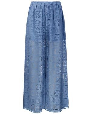 Into The East Guipure-Lace Palazzo Trousers - Blue