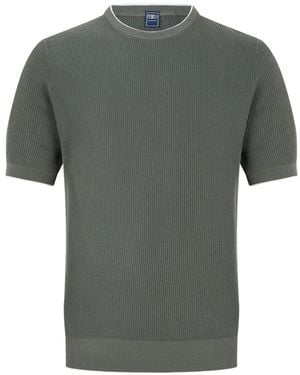 Fedeli Crew-Neck Ribbed T-Shirt - Grey