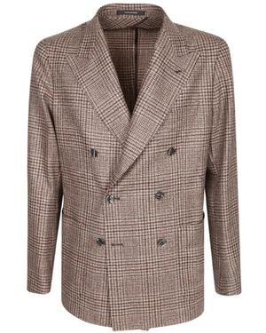 Tagliatore Double-Breasted Check Blazer - Brown