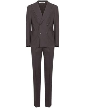 Tagliatore Stretch Wool Vesuvio Double-Breasted Suit - Gray