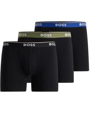 BOSS Set Aus Drei Boxershorts Mit Logo-Bund - Schwarz