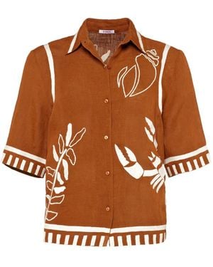 Eres Crab Button-Up Shirt - Brown