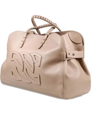 Casadei Braided-Handle Leather Tote Bag - Natural
