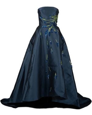 Monique Lhuillier Abito Da Sera Con Ricamo - Blu