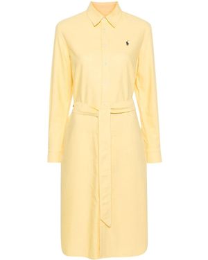 Polo Ralph Lauren Pony-Embroidered Cotton Shirtdress - Yellow