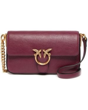 Pinko Love Birds Leather Shoulder Bag - Purple