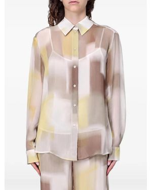 Emporio Armani Abstract-Print Chiffon Shirt - Natural