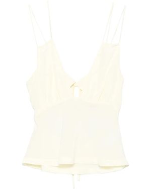 Paris Georgia Basics Bernie Tie-Front Ruffled Camisole - White