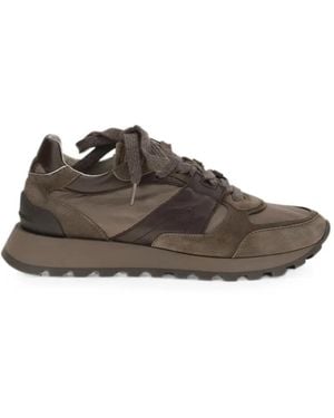 Brunello Cucinelli Round-Toe Lace-Up Suede Sneakers - Brown