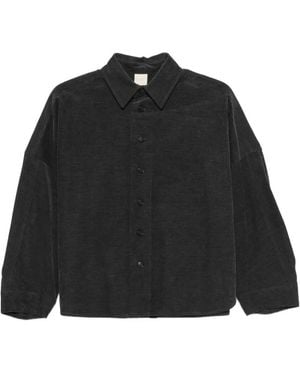 SOH Chemise À Manches Longeus Effet Velours Côtelé - Black