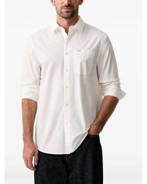 Guess Logo-Patch Chest-Pocket Shirt - White