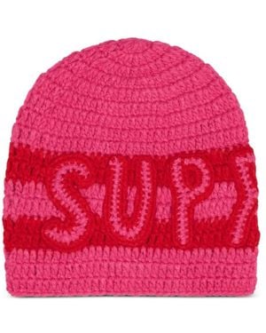 Supreme Bonnet En Crochet À Logo - Red